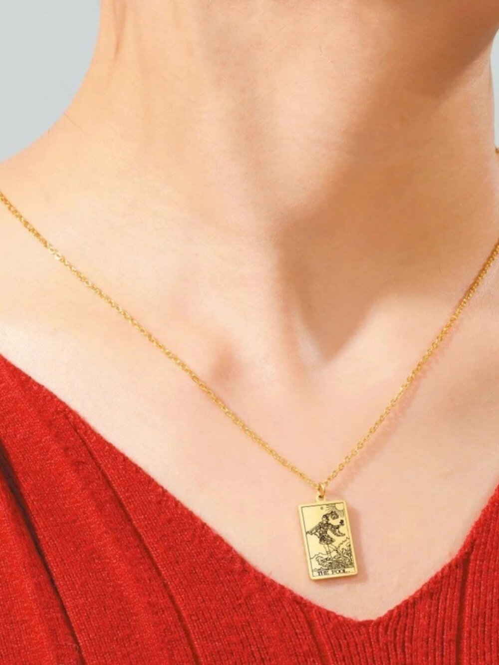 Tarot Card Pendant Necklace | Stainless Steel | Pendant length 10 in.